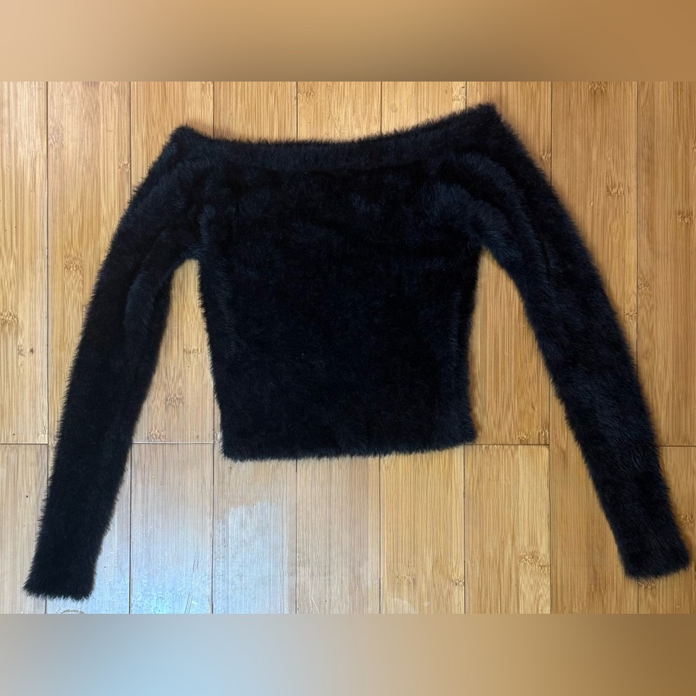 H&M Black Mohair Off-the-Shoulder Sweater